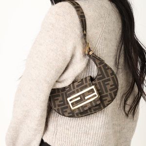 Nvr Used FENDI Zucca Mini Cookie Hobo brown gold